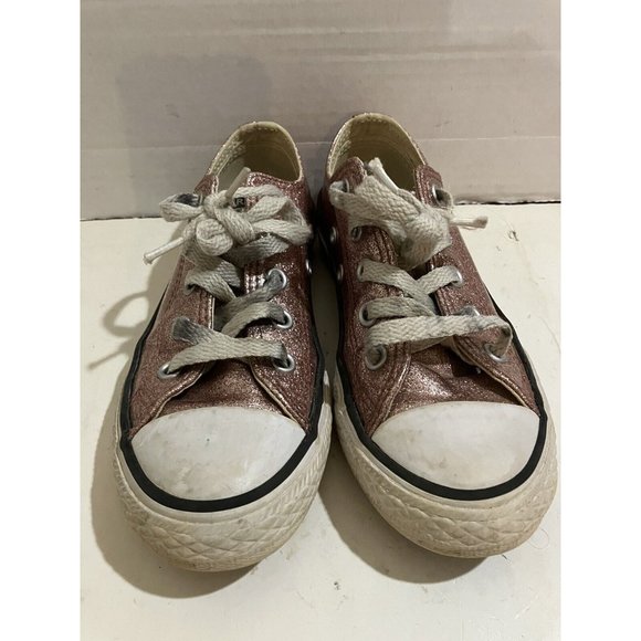 Converse CTAS 660045C Juniors Girl's Size 12 Rose Gold Glitter  Sneaker shoe - Picture 2 of 8